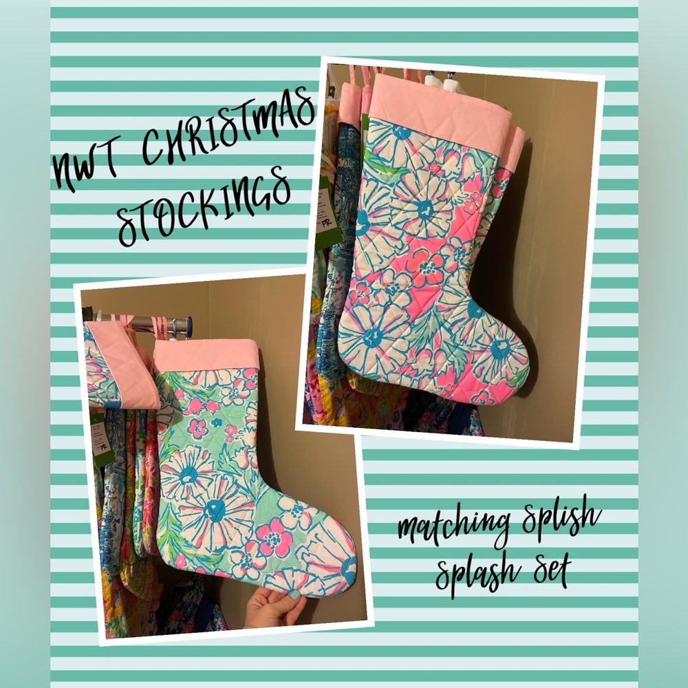NWT Set of Matching Splish Splash Lilly Pulitzer Christmas Stockings